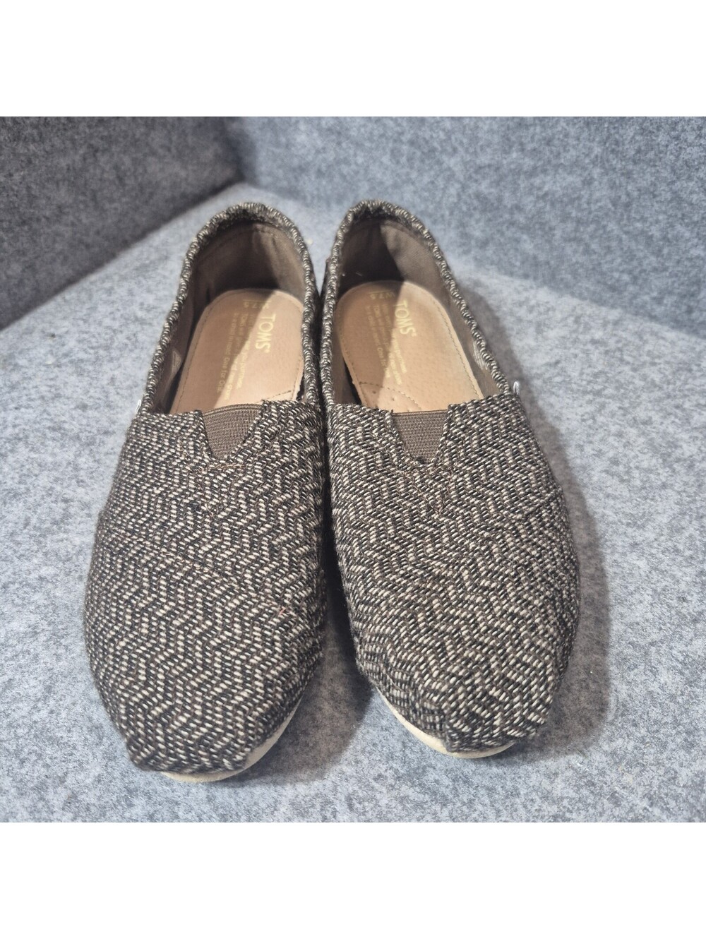 Toms Tweed Shoes Women's Size 7.5 Brown Herringbone